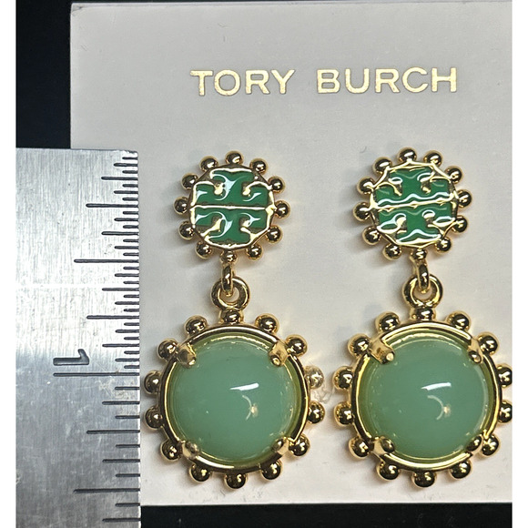 Tory Burch Winslow Green Enamel Drop Dangle Earrings - New Designer Holiday Gift - Picture 8 of 8